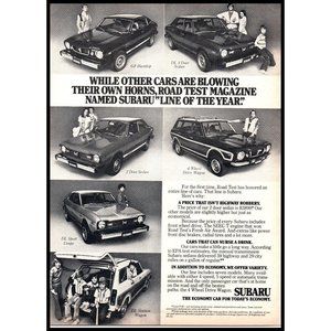 1976 Subaru Car Line Up Vintage Print Ad GF Hardtop DL Sedan Wagon Wall Art